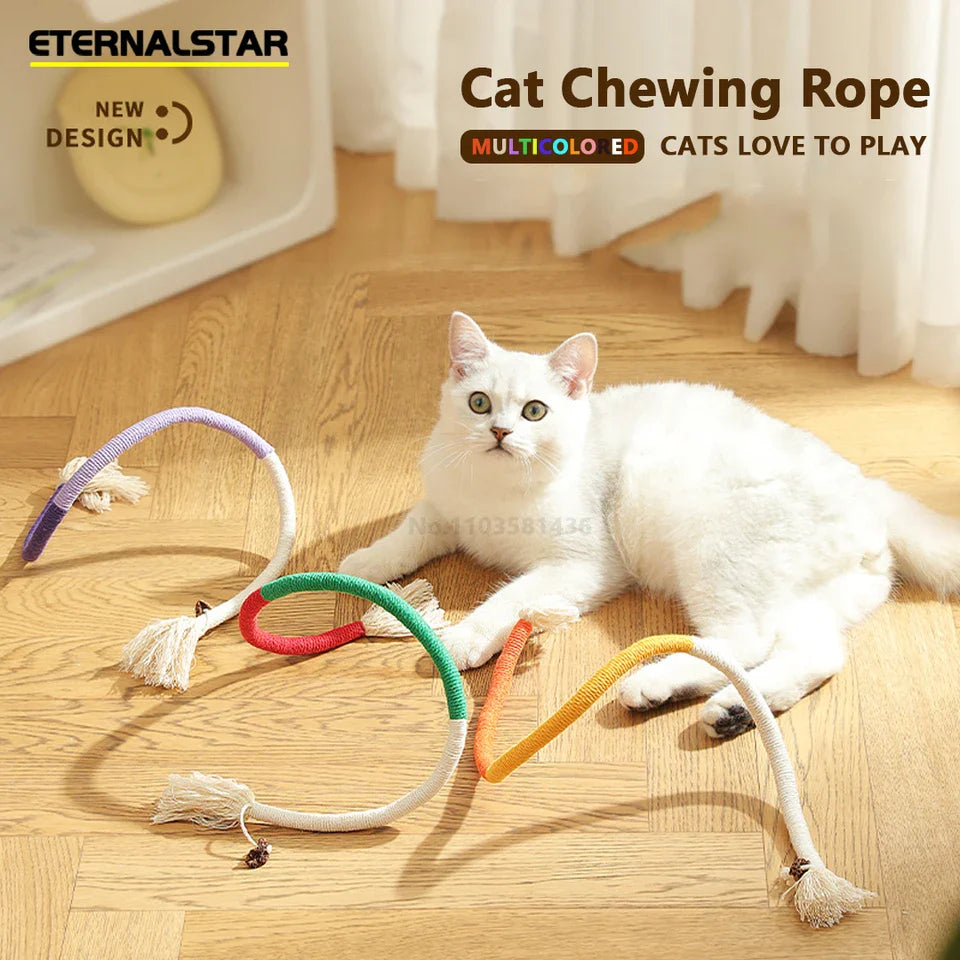 Cat Bite Rope Toy Grinding Teeth Durable Teasing Cat Rope Toy Cat Scratcher Rope Toy Cotton Rope Bite-resistant Chewing Toy