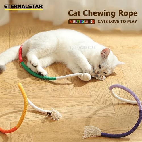 Cat Bite Rope Toy Grinding Teeth Durable Teasing Cat Rope Toy Cat Scratcher Rope Toy Cotton Rope Bite-resistant Chewing Toy